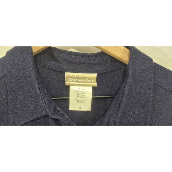 Coldwater Creek Womens 2-Piece Set Linen Tunic Top Crop Pants Blue Lagenlook XL - Picture 7 of 16